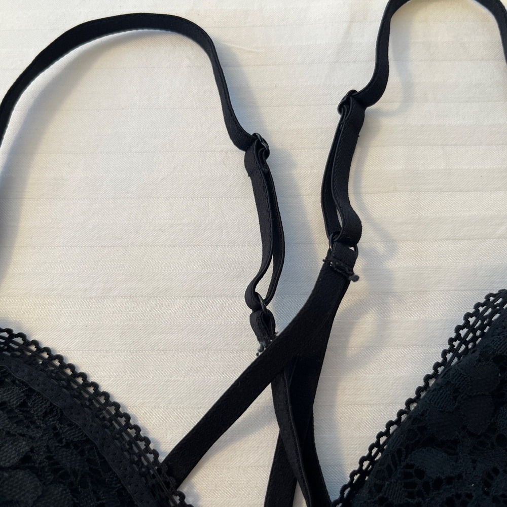 Xhilaration Women's Lace Bandeau Bra S Small Black Longline Bralette - Picture 4 of 10